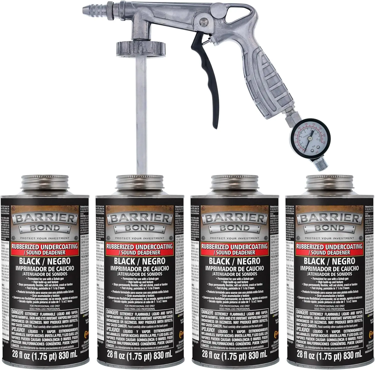 Rubberized Undercoating Sound Deadener Kit, 28oz 4-Pack, Black Spray, Vehicle Undercoating with Spray Gun
Rubberized Undercoating Sound Deadener Kit, 28oz 4-Pack, Black Spray, Vehicle Undercoating with Spray Gun