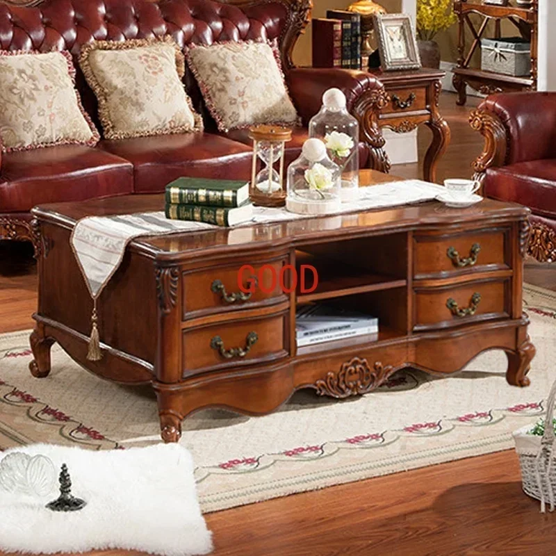 Carved 1.4 M Coffee Table Rectangular Tea Table with Drawer Eight Drawers Living Room American-Style Coffee Table TV Cabinet M
Carved 1.4 M Coffee Table Rectangular Tea Table with Drawer Eight Drawers Living Room American-Style Coffee Table TV Cabinet M