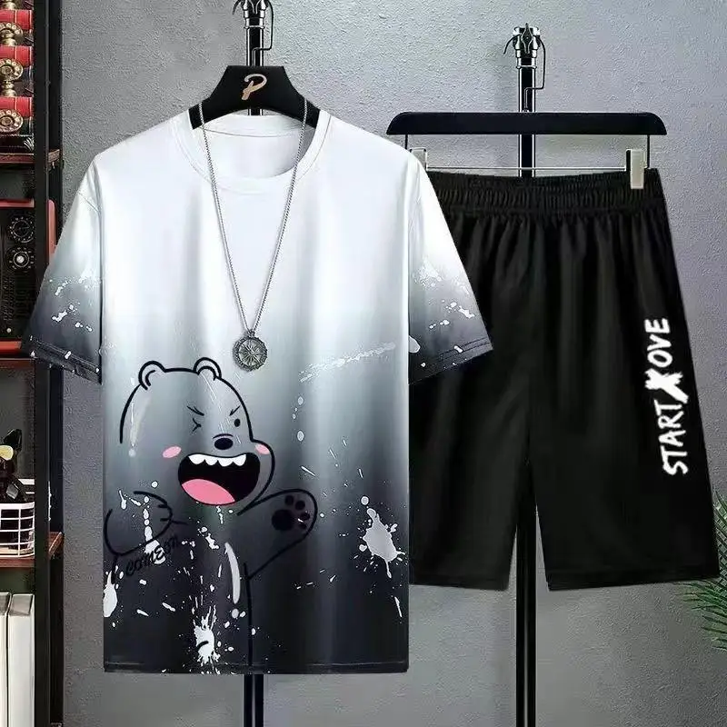 New Men's Ice Silk Gradient Set Quick Dry Short Sleeve T-Shirt Summer Casual Shorts Sport Two Piece Set Stylish Men's Wear
New Men's Ice Silk Gradient Set Quick Dry Short Sleeve T-Shirt Summer Casual Shorts Sport Two Piece Set Stylish Men's Wear