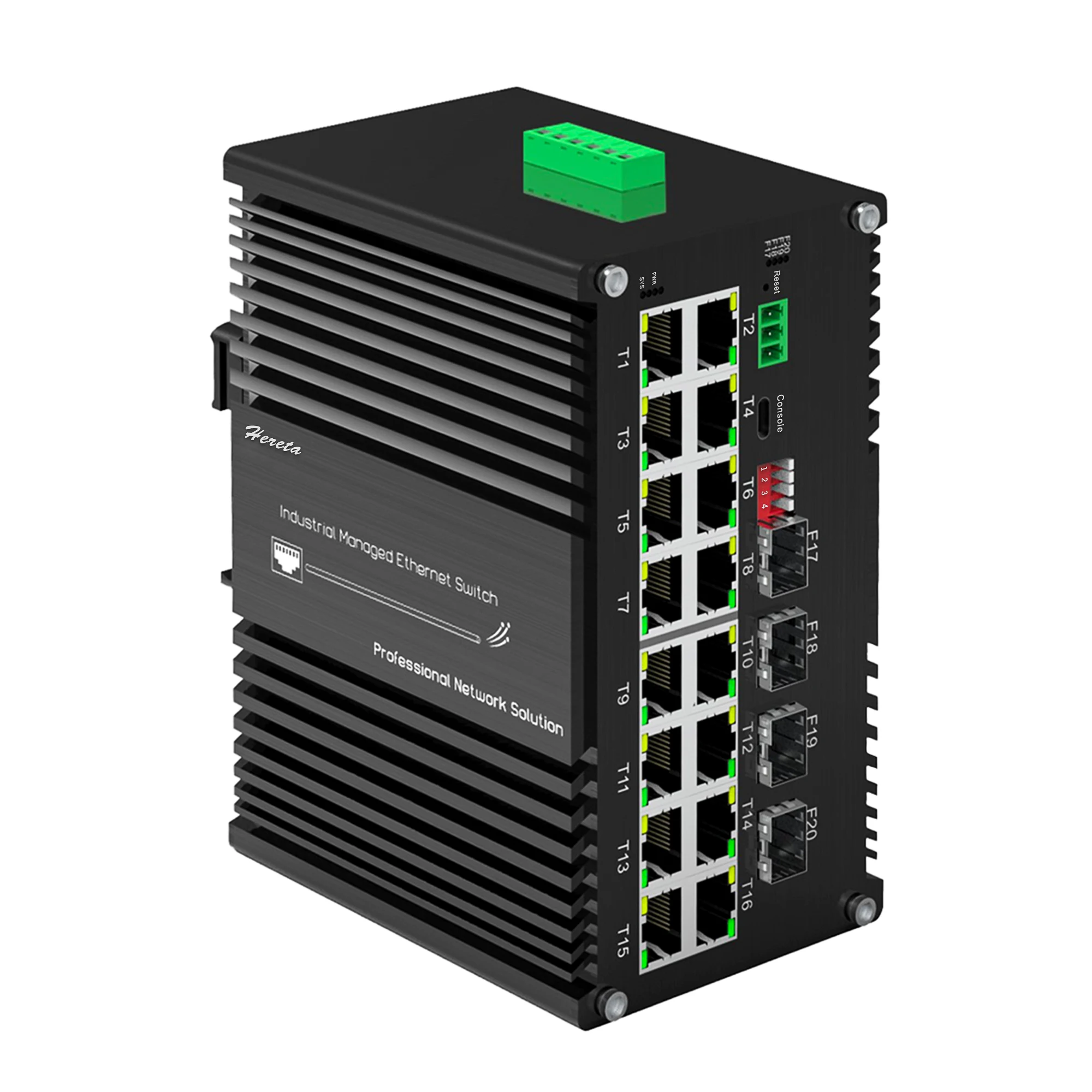 Industrial L2+ Managed PoE Ethernet Switch 16-Port+4 SFP Slot DIN Gigabit Switch IEEE802.3af/at, Ring Network, VLAN, STP/RSTP
Industrial L2+ Managed PoE Ethernet Switch 16-Port+4 SFP Slot DIN Gigabit Switch IEEE802.3af/at, Ring Network, VLAN, STP/RSTP