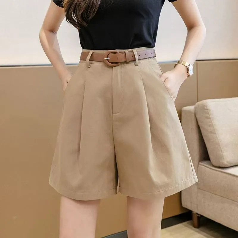 Wide Leg Shorts Women High Waist A-Line Pleated with A Belt Casual Shorts Straight Loose Fit Office Lady Khaki Basic Suit Shorts
Wide Leg Shorts Women High Waist A-Line Pleated with A Belt Casual Shorts Straight Loose Fit Office Lady Khaki Basic Suit Shorts
