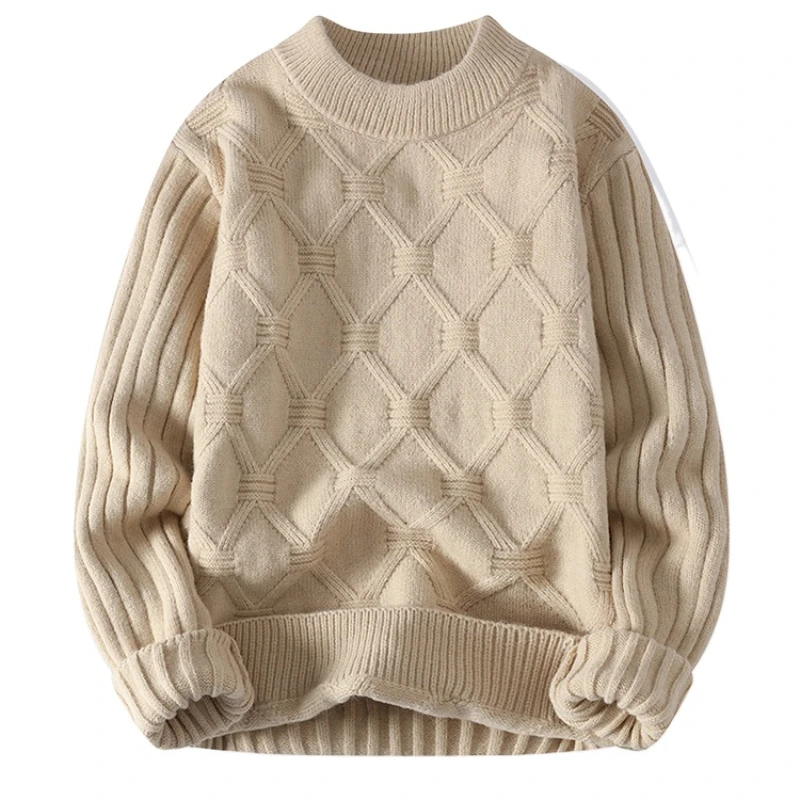 Fashion Thickened Comfortable Soft Sweater Men's Solid Color Jacquard Knitted Pullover
Fashion Thickened Comfortable Soft Sweater Men's Solid Color Jacquard Knitted Pullover