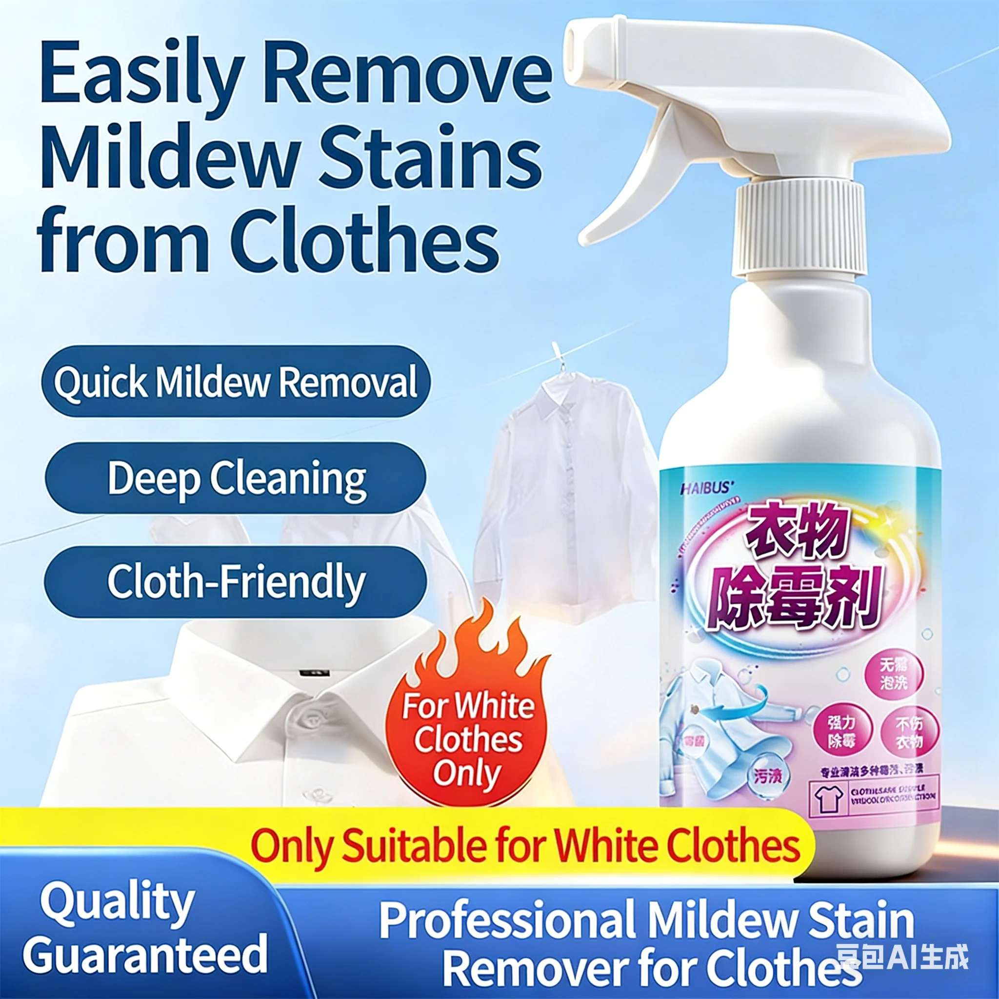Clothing mold remover, mold spot and mold spot cleaner, white clothes mold removal,yellowing,mold and black spot cleaning wonder
Clothing mold remover, mold spot and mold spot cleaner, white clothes mold removal,yellowing,mold and black spot cleaning wonder