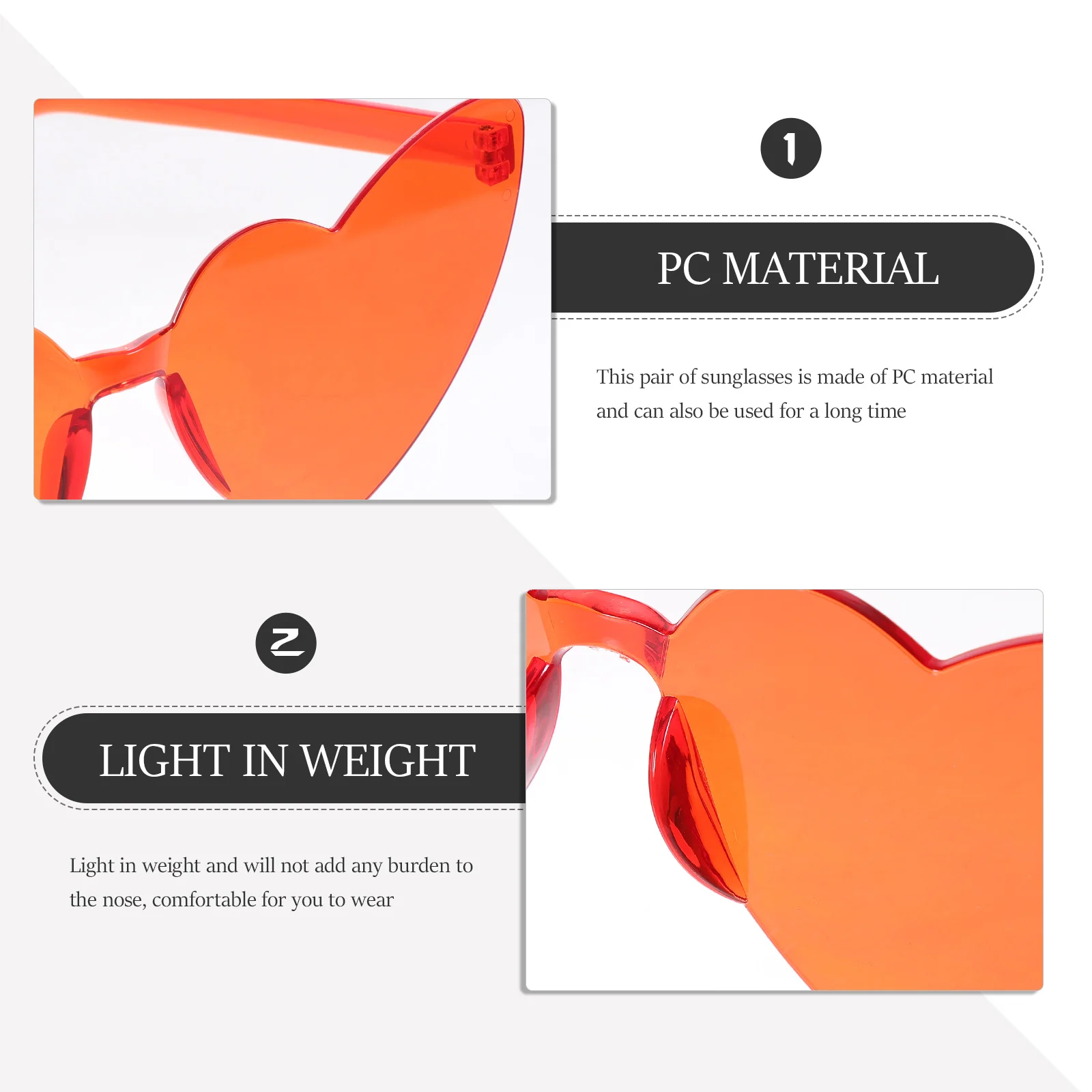 1 Pcs Cute Heart Sunglasses Colorful Rimless Fun Glasses Ideal For Parties And Vacations
1 Pcs Cute Heart Sunglasses Colorful Rimless Fun Glasses Ideal For Parties And Vacations