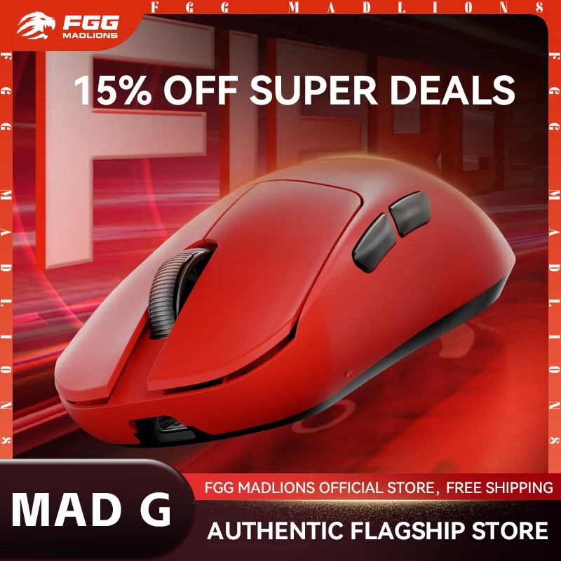FGG MADLIONS MAD G Max Беспроводная легкая проводная игровая мышь Maouse PAW 3395, оптический микропереключатель, 8000 Гц, Fps, игровая мышь
FGG MADLIONS MAD G Max Беспроводная легкая проводная игровая мышь Maouse PAW 3395, оптический микропереключатель, 8000 Гц, Fps, игровая мышь