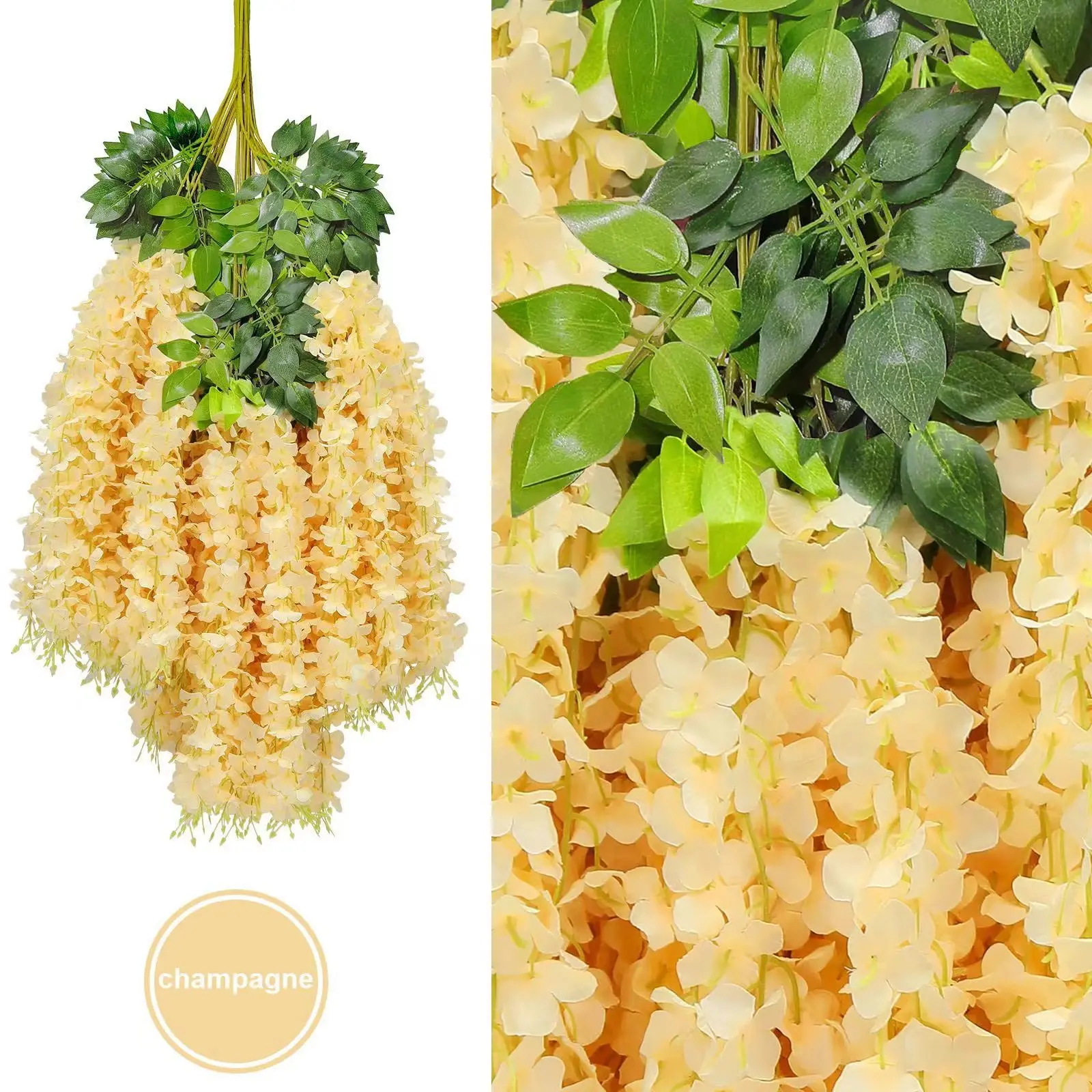 Fake Hanging Flowers - 12 Pieces 3.75 Feet/Piece Artificial Wisteria Vine Ratta Hanging Garland Silk Flowers for Home Party
Fake Hanging Flowers - 12 Pieces 3.75 Feet/Piece Artificial Wisteria Vine Ratta Hanging Garland Silk Flowers for Home Party