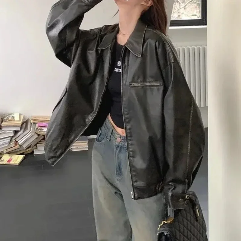 New Year's Popular American Retro Black Leather Jacket Female 2026 New Explosion Motorcycle Jacket Top
New Year's Popular American Retro Black Leather Jacket Female 2026 New Explosion Motorcycle Jacket Top