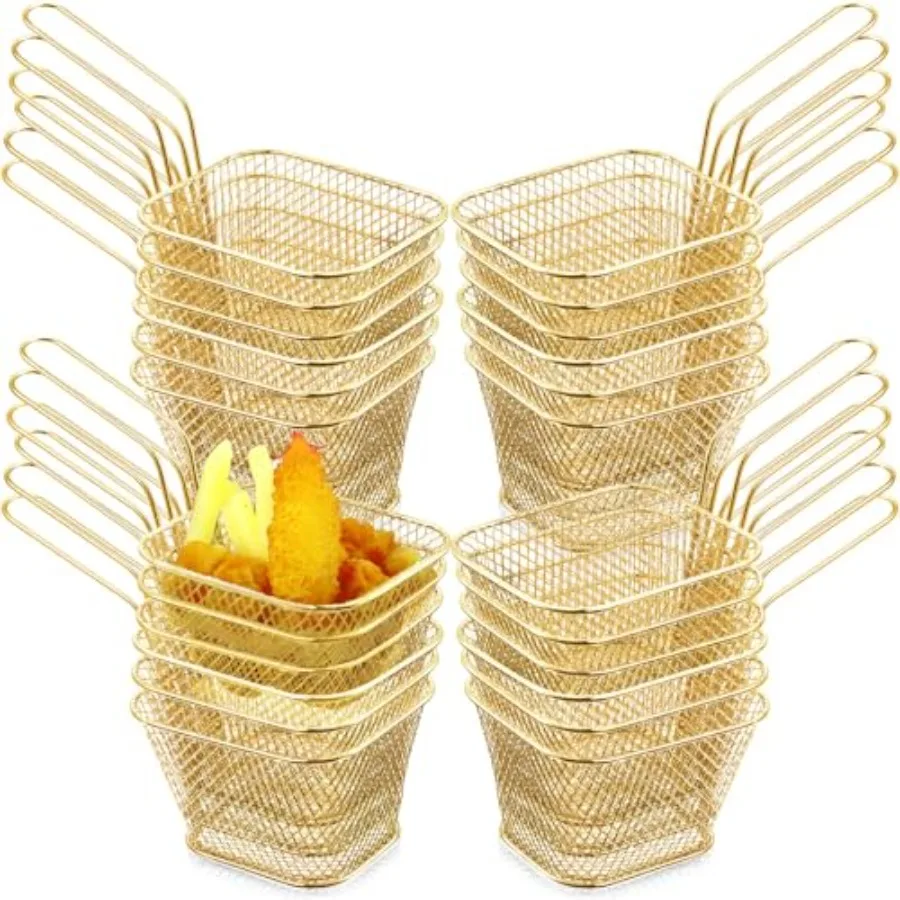24 Pcs Mini Square Fry Basket Stainless Steel French Fries Holder Deep Fryer Baskets Square Mesh Food Holder with Handle Table
24 Pcs Mini Square Fry Basket Stainless Steel French Fries Holder Deep Fryer Baskets Square Mesh Food Holder with Handle Table
