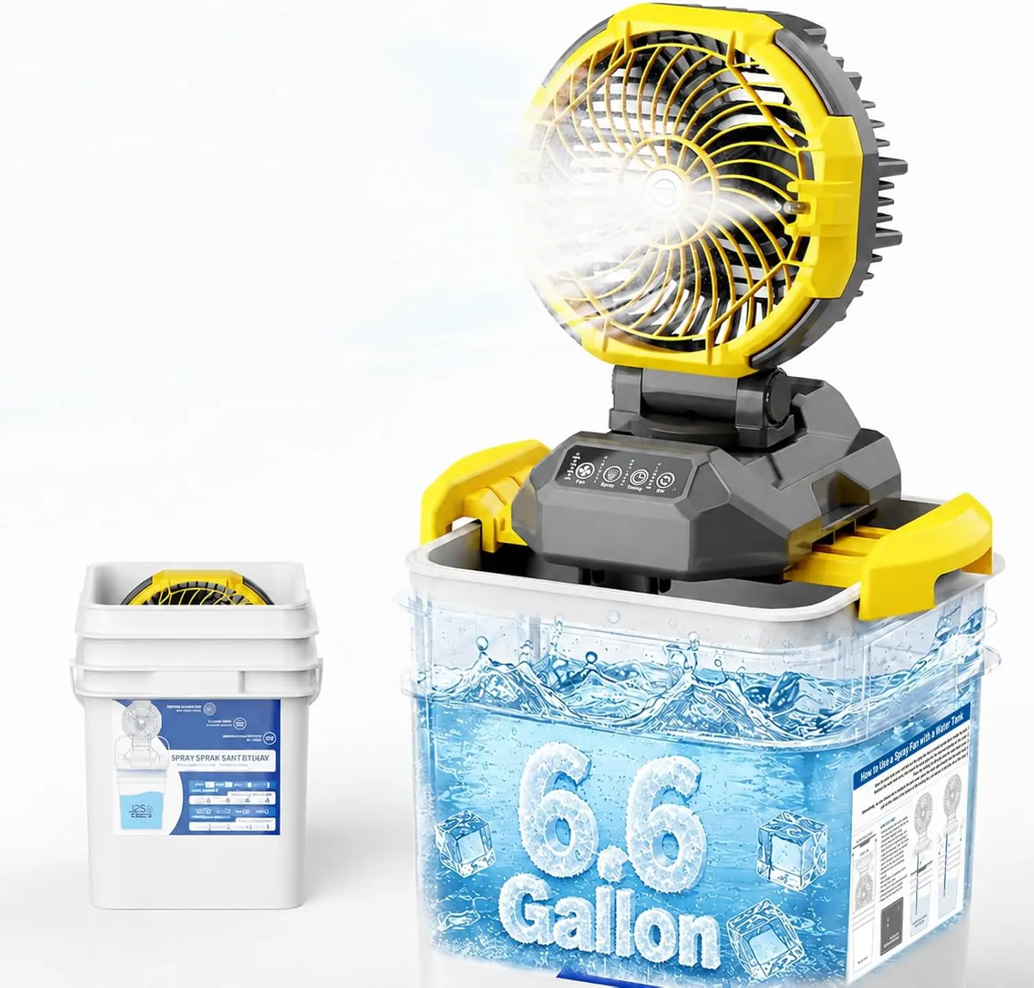 Portable Misting Fan with 6.6 Gallon Bucket, 30000mAh Rechargeable Battery Powered Floor Cooling Fan with 4 Strong Winds & 4
Portable Misting Fan with 6.6 Gallon Bucket, 30000mAh Rechargeable Battery Powered Floor Cooling Fan with 4 Strong Winds & 4