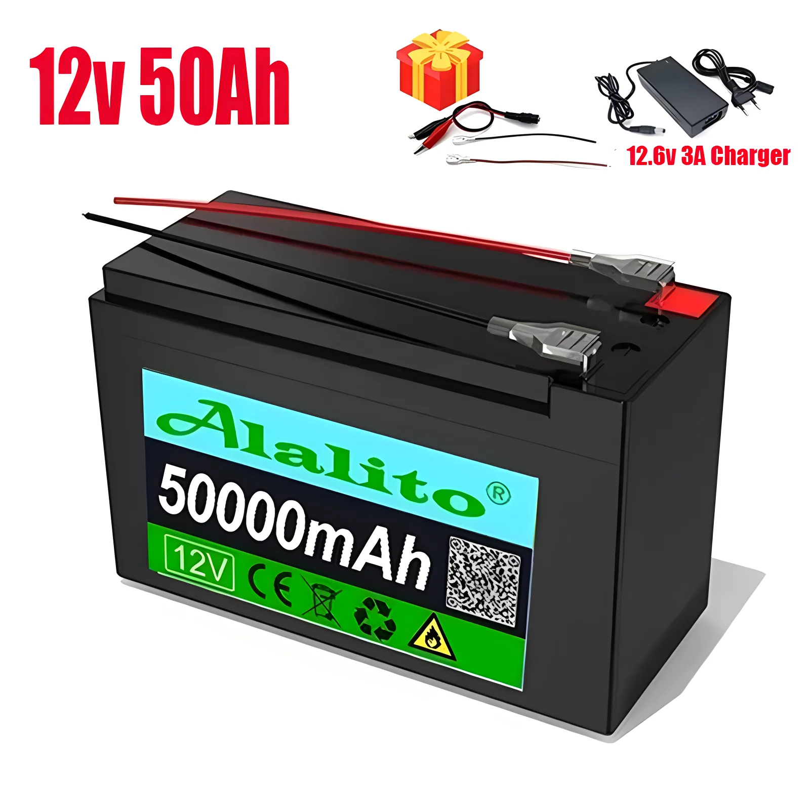 12V Battery 50Ah 18650 lithium battery pack Rechargeable battery for solar energy electric vehicle battery+12.6v3A charger
12V Battery 50Ah 18650 lithium battery pack Rechargeable battery for solar energy electric vehicle battery+12.6v3A charger