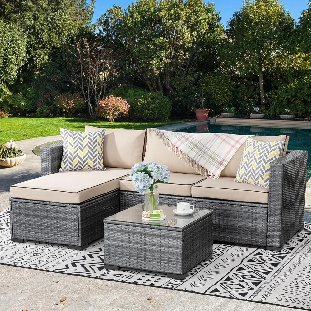 Outdoor Patio Furniture Sets, All-Weather Rattan Outdoor Sectional Sofa with Tea Table and Cushions Upgrade Wicker Patio sectio
Outdoor Patio Furniture Sets, All-Weather Rattan Outdoor Sectional Sofa with Tea Table and Cushions Upgrade Wicker Patio sectio