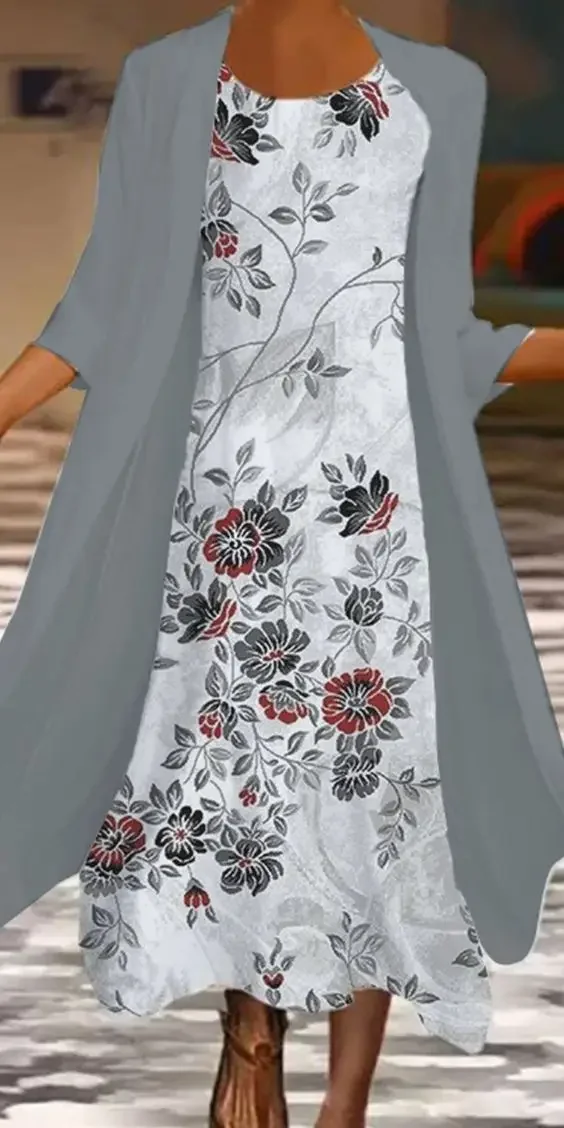 Europe and The United States New Summer Fashion Print Seven-point Sleeve Dress Two-piece, Women's Loose Multi-color Dress Set
Europe and The United States New Summer Fashion Print Seven-point Sleeve Dress Two-piece, Women's Loose Multi-color Dress Set