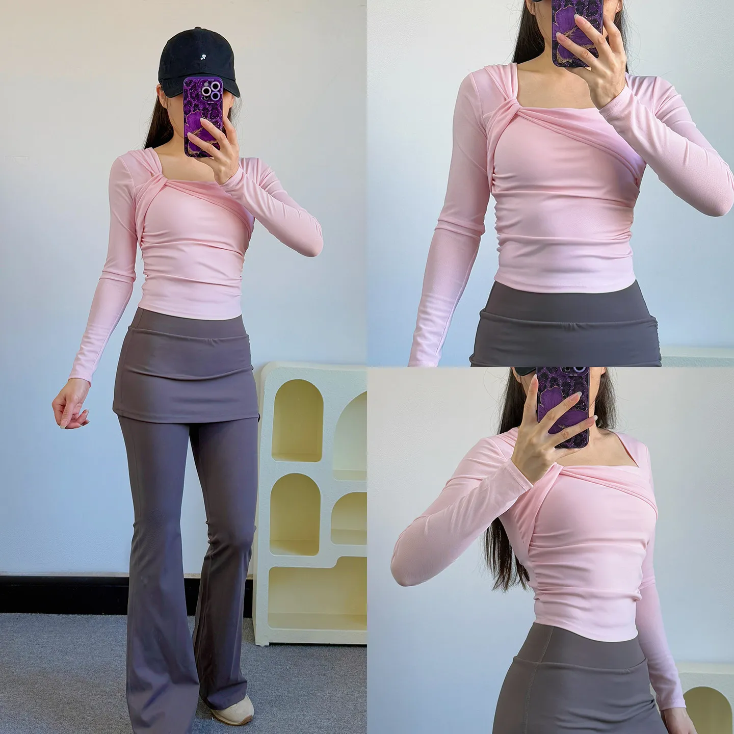 Two piece mesh yoga suit with high-end feel, long sleeved with chest cushion, sports top, running fitness Pilates fitness suit
Two piece mesh yoga suit with high-end feel, long sleeved with chest cushion, sports top, running fitness Pilates fitness suit