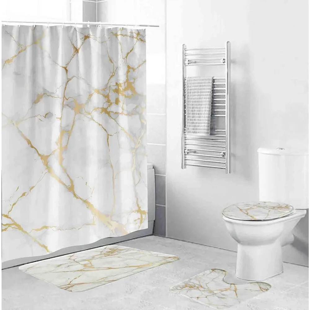 4-х предметные наборы для ванной комнаты с занавеской для душа с ковриками, комплект для ванной комнаты из золотистого белого мрамора, комплект занавесок для душа с нескользящими ковриками, туалет l
4-х предметные наборы для ванной комнаты с занавеской для душа с ковриками, комплект для ванной комнаты из золотистого белого мрамора, комплект занавесок для душа с нескользящими ковриками, туалет l