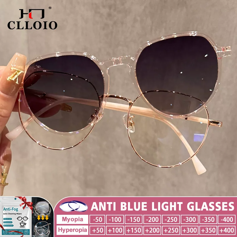CLLOIO Women Fashion Polygonal Frame Reading Myopia Prescription Custom Glasses With Magnetic Clip Driving Polarized Sunglasses
CLLOIO Women Fashion Polygonal Frame Reading Myopia Prescription Custom Glasses With Magnetic Clip Driving Polarized Sunglasses