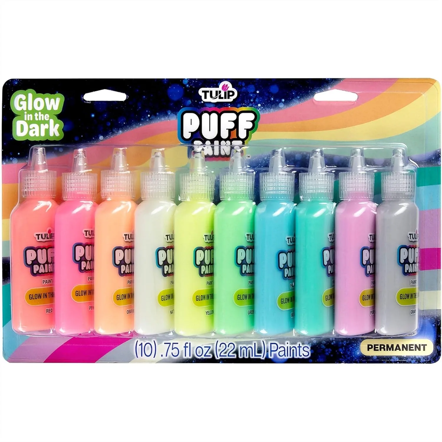 Glow In The Dark Puff Paint 10-Pack For Fabric Canvas Multi-Surface Permanent Non Crack Non Peel Flexible Dimensional
Glow In The Dark Puff Paint 10-Pack For Fabric Canvas Multi-Surface Permanent Non Crack Non Peel Flexible Dimensional
