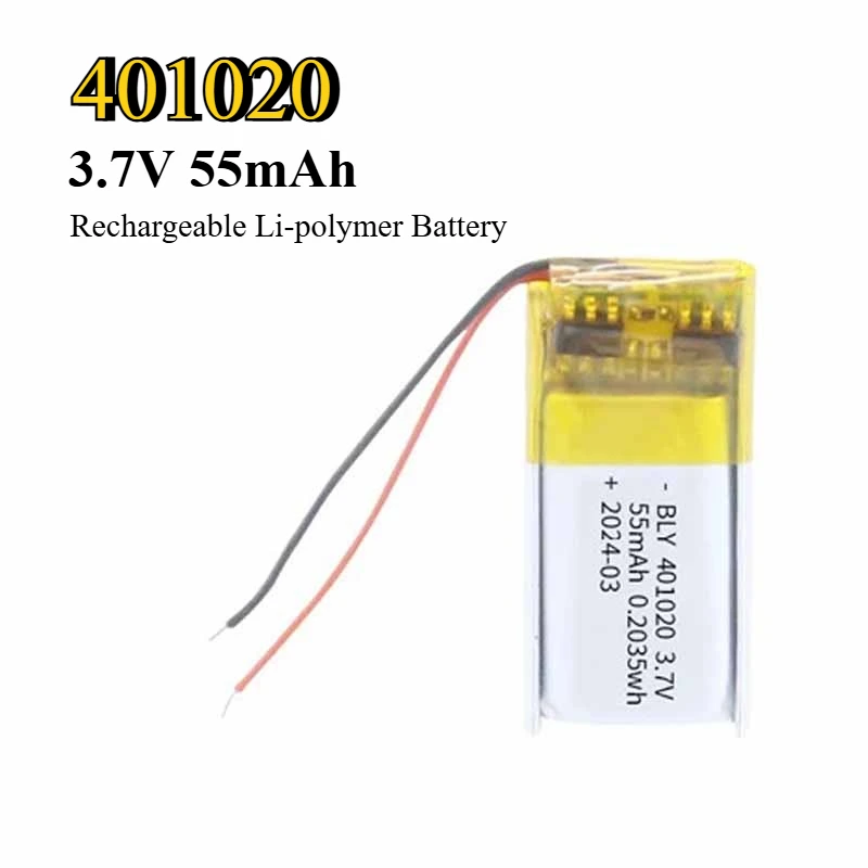 1-5PCS 3.7V 55mAh 401020 Rechargeable Li-polymer Battery for Watch Beauty Equipment Bluetooth Earphones Selfie Stick Smart Watch
1-5PCS 3.7V 55mAh 401020 Rechargeable Li-polymer Battery for Watch Beauty Equipment Bluetooth Earphones Selfie Stick Smart Watch
