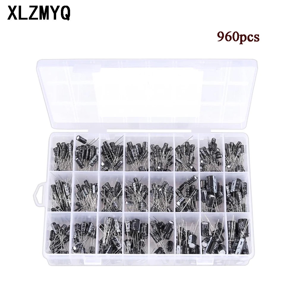 960pcs DIP Aluminum Electrolytic Capacitor Set Box 25V/35V 0.1uf-2200uf 36Value Capacitor Assortment Kit 1uF 47uF 100uF 220uF
960pcs DIP Aluminum Electrolytic Capacitor Set Box 25V/35V 0.1uf-2200uf 36Value Capacitor Assortment Kit 1uF 47uF 100uF 220uF
