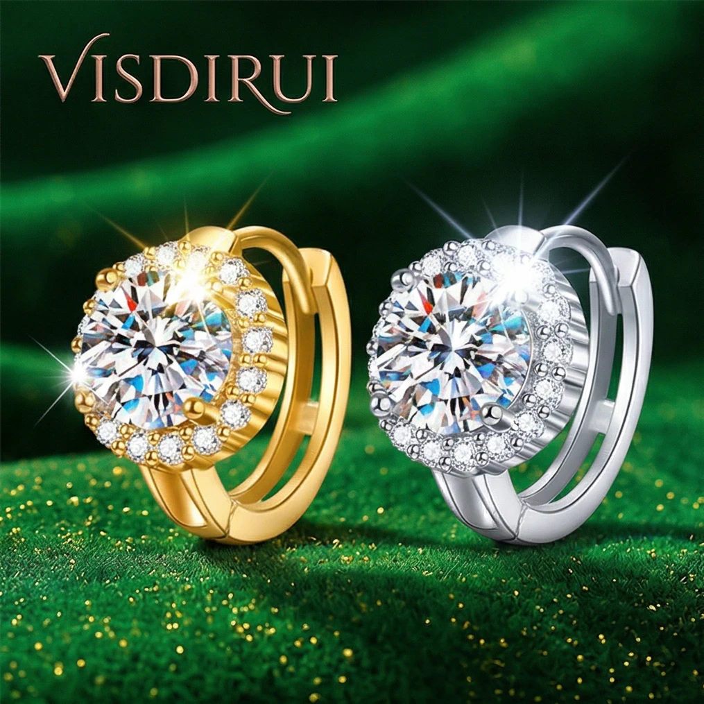 VISDIRUI D Color Moissanite Halo Stud Earrings S925 Silver 0.5ct 1ct Round Cut Hypoallergenic Jewelry Gift Box Women
VISDIRUI D Color Moissanite Halo Stud Earrings S925 Silver 0.5ct 1ct Round Cut Hypoallergenic Jewelry Gift Box Women