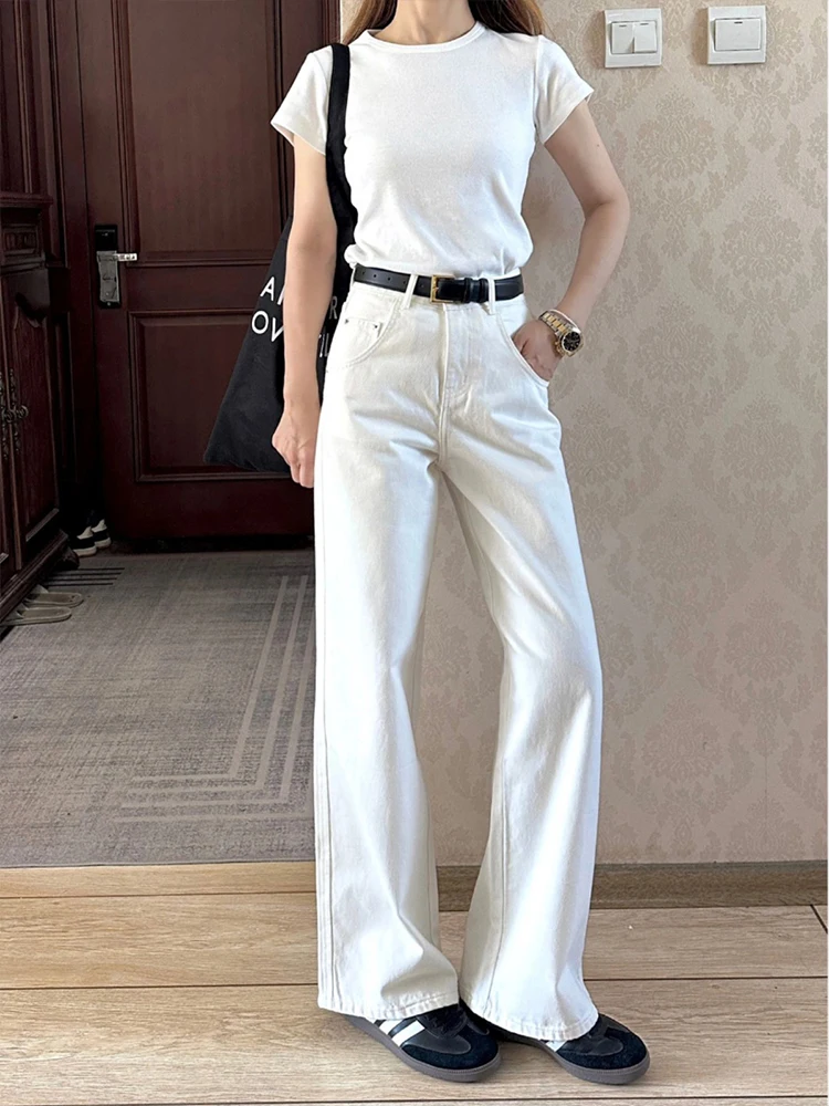 High Waist Wide Leg Floor Length Straight Cut White Jeans Women's Summer New Style Dkmelissa Denim Pants High End Feelings
High Waist Wide Leg Floor Length Straight Cut White Jeans Women's Summer New Style Dkmelissa Denim Pants High End Feelings