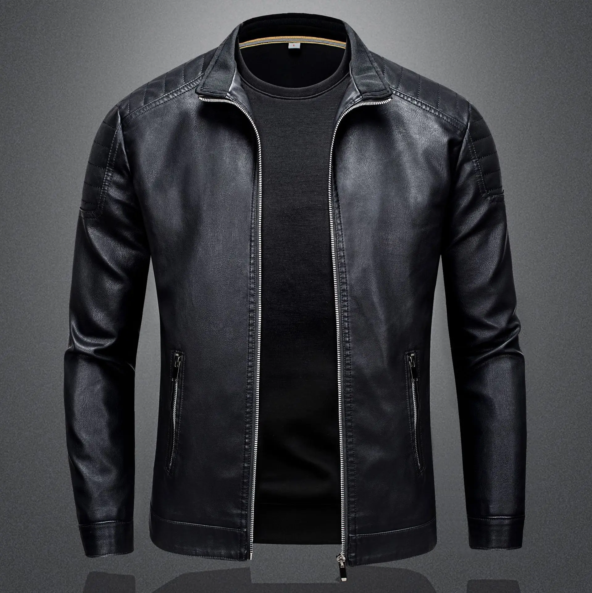 Stand Collar Leather Jacket Men's Fashion Jacket 2025 Casual Men Leather Jacket Slim Korean Version Handsome Men's Clothing 
Stand Collar Leather Jacket Men's Fashion Jacket 2025 Casual Men Leather Jacket Slim Korean Version Handsome Men's Clothing