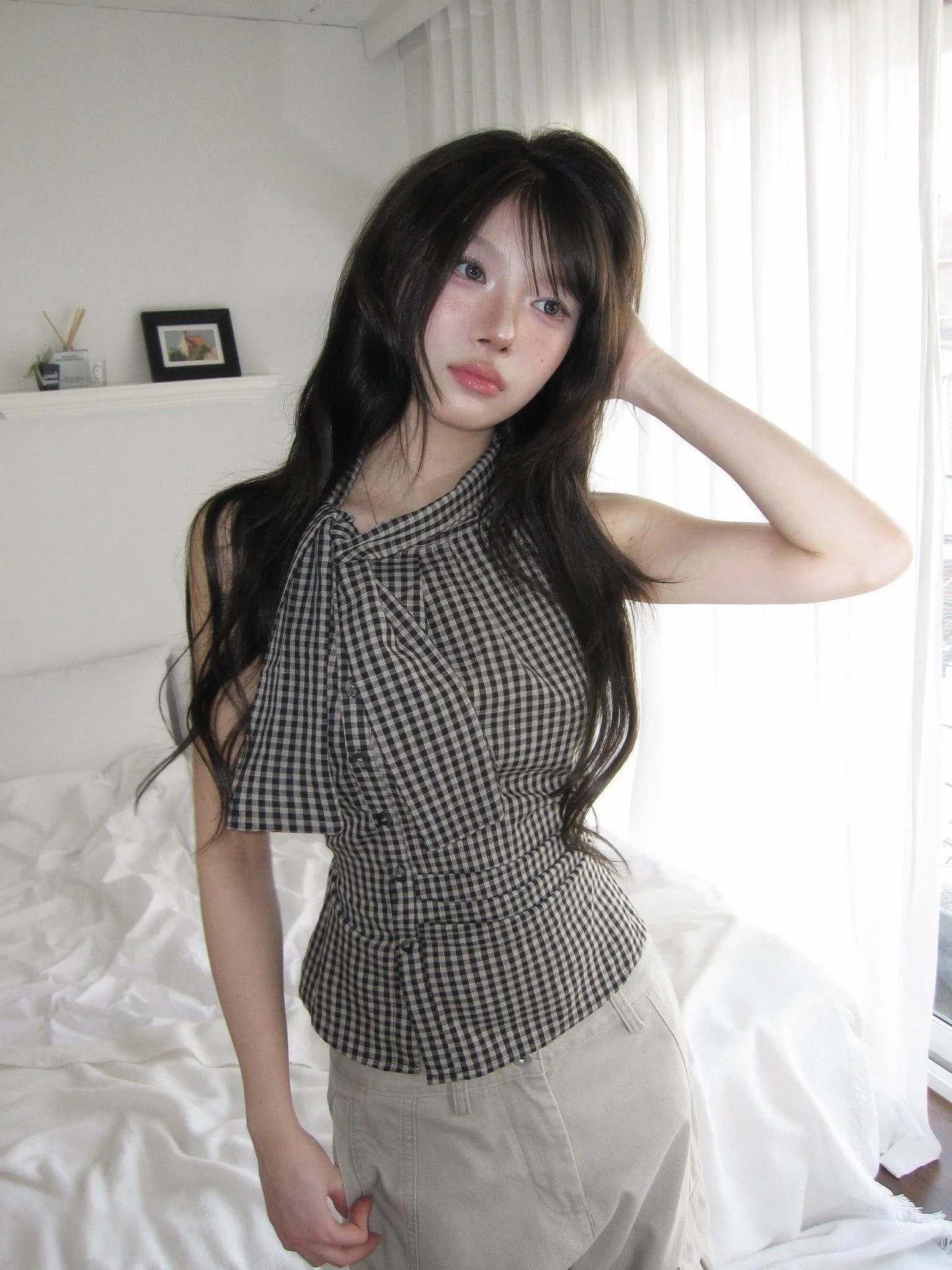 Slimming Plaid Bowtie Waist Cinched Pleated Belly Covering Sleeveless Vest Top Breathable Knitted Commute Style Ladieswear
Slimming Plaid Bowtie Waist Cinched Pleated Belly Covering Sleeveless Vest Top Breathable Knitted Commute Style Ladieswear