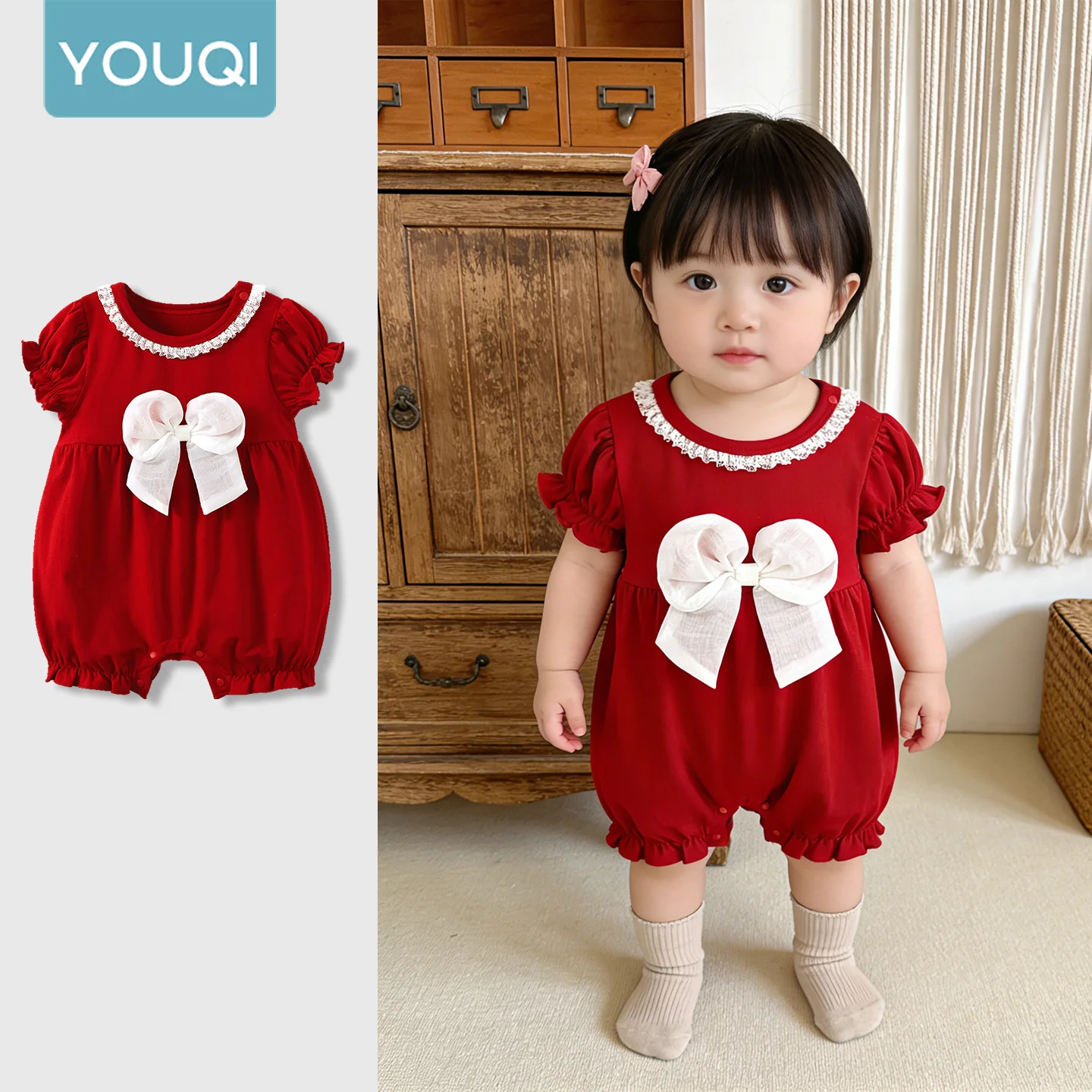 【Youqi】Китайская одежда для малышей 0-2 лет, летний комбинезон с короткими рукавами для новорожденных 2026 года, стильный комбинезон для девочек, верхняя одежда для принцесс, комбинезон для ползания
【Youqi】Китайская одежда для малышей 0-2 лет, летний комбинезон с короткими рукавами для новорожденных 2026 года, стильный комбинезон для девочек, верхняя одежда для принцесс, комбинезон для ползания