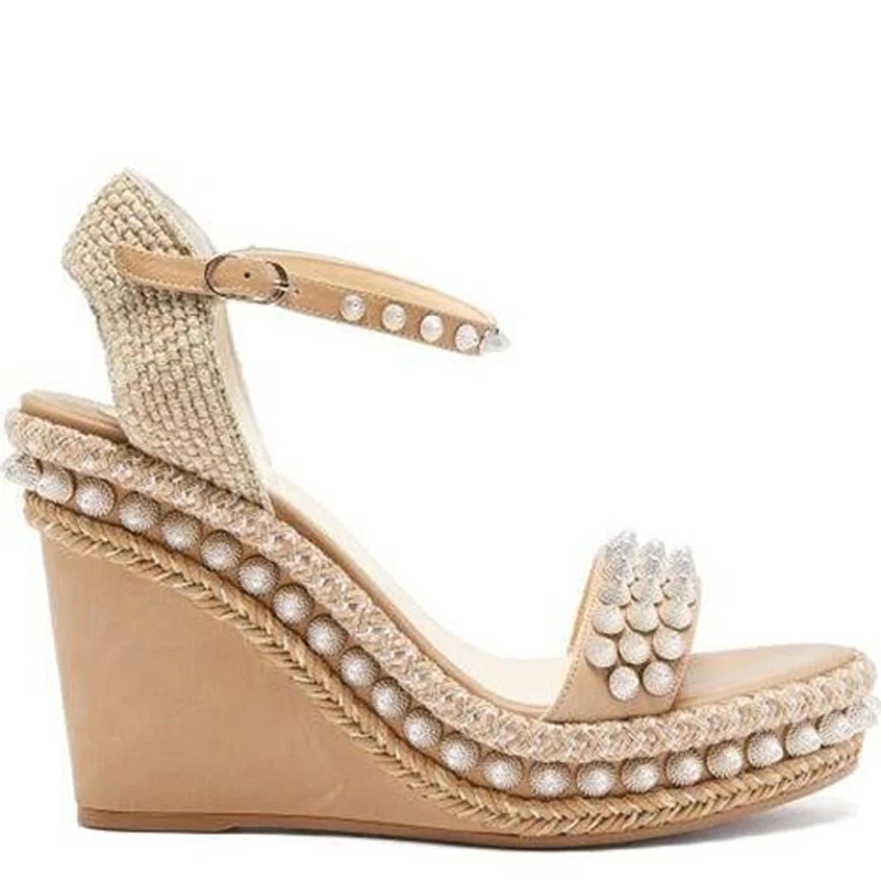 Sexy Cone Rivets Studded Platform Wedge Sandals Ankle Strap Gladiator Shoes Summer Cutouts High Heel Shoes
Sexy Cone Rivets Studded Platform Wedge Sandals Ankle Strap Gladiator Shoes Summer Cutouts High Heel Shoes