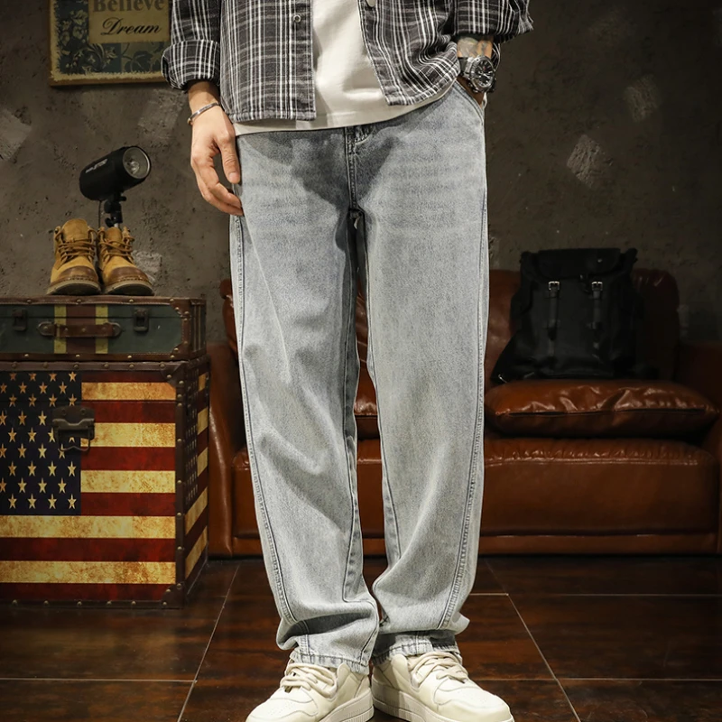 Classic light blue men's denim pants spring and autumn retro straight high street trend new casual all-in-one wide leg oversize
Classic light blue men's denim pants spring and autumn retro straight high street trend new casual all-in-one wide leg oversize