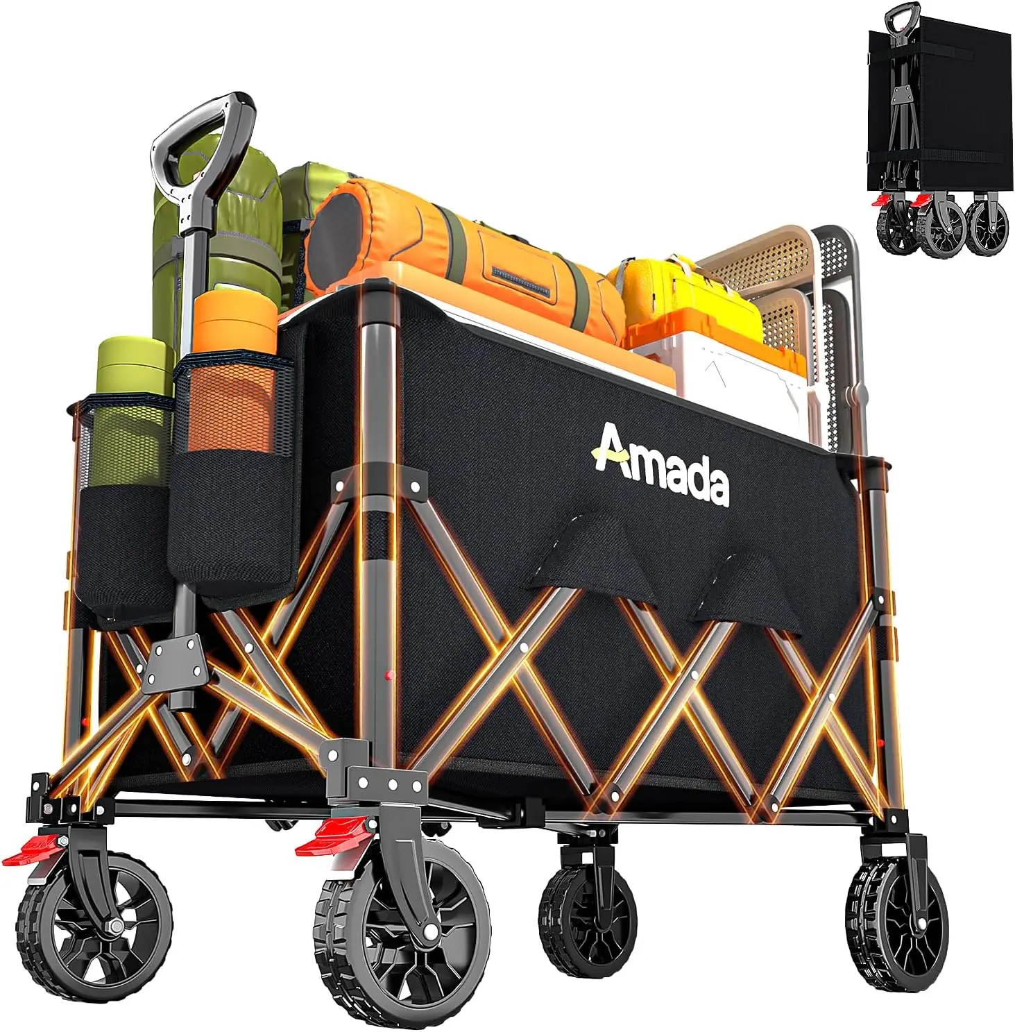 Collapsible Wagon Cart, Lightweight Folding Wagon with Wheels, 360LBS Load for Grocery Camping Shopping Garden Beach
Collapsible Wagon Cart, Lightweight Folding Wagon with Wheels, 360LBS Load for Grocery Camping Shopping Garden Beach