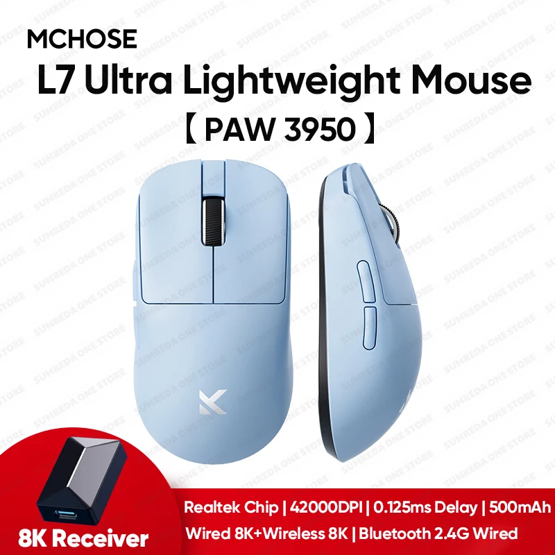 MCHOSE L7 Ultra Pro Mouse PAW3395 8K Three Mode 2.4g Wireless Custom Lightweight E-sports Gaming PC Mouse Ergonomics Accessories
MCHOSE L7 Ultra Pro Mouse PAW3395 8K Three Mode 2.4g Wireless Custom Lightweight E-sports Gaming PC Mouse Ergonomics Accessories