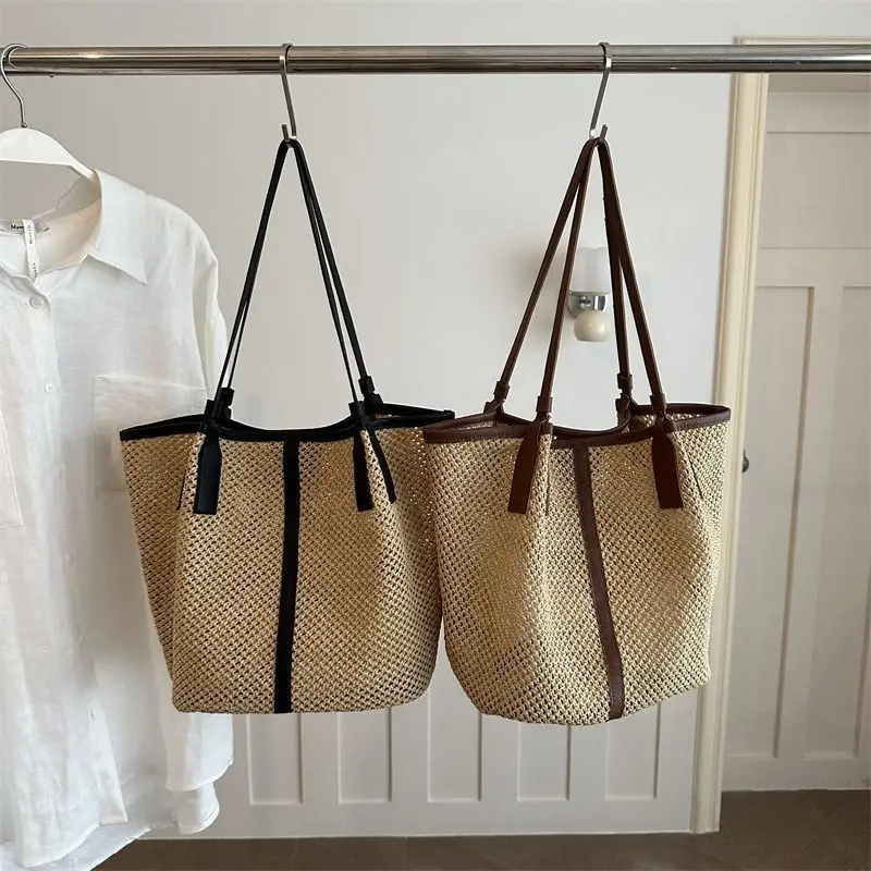 Woven Color-block Premium Tote, Minimalist Exquisite Bucket Handbag, Lightweight Large Capacity Casual Commuter Bag For Women
Woven Color-block Premium Tote, Minimalist Exquisite Bucket Handbag, Lightweight Large Capacity Casual Commuter Bag For Women
