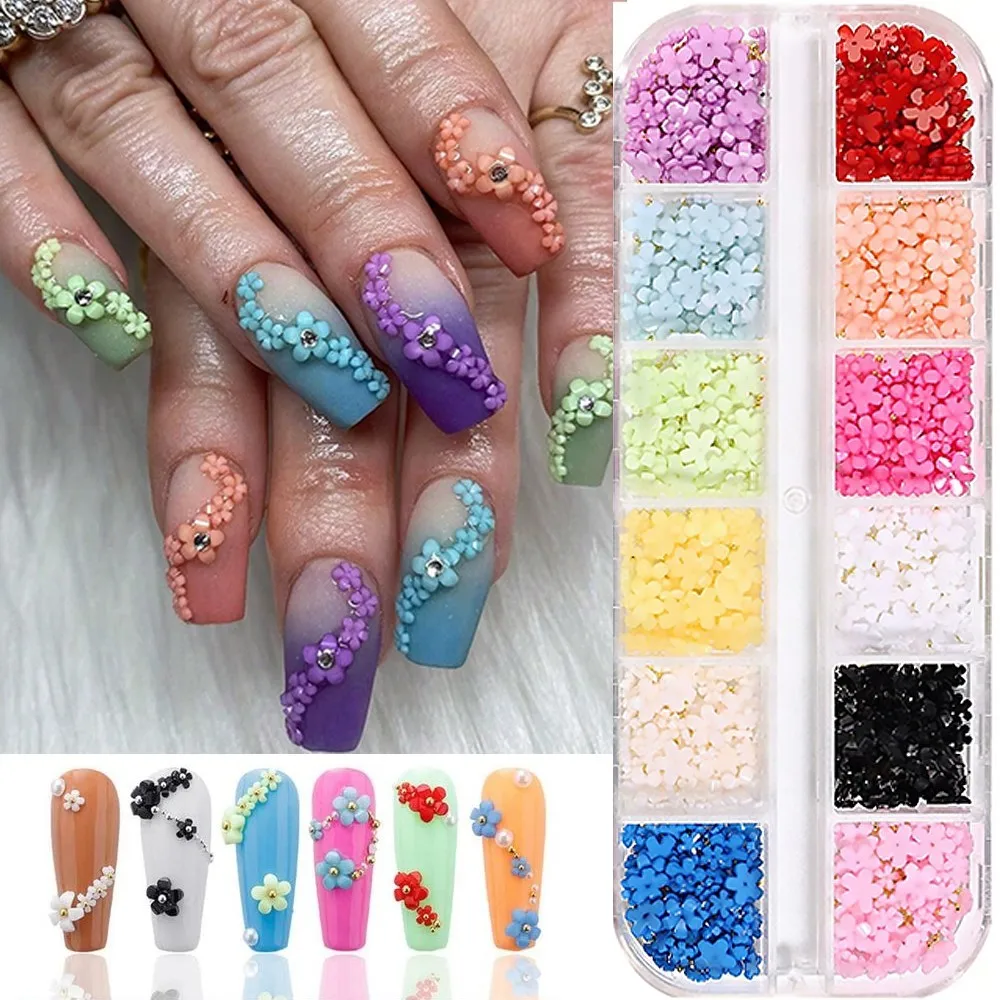 1box 12 Grids Colorful 5 Petal Flower Nail Charms With Caviar Beads Flat Back Mini 3D Flower Nail Decorations Nail Jewelry Rhine
1box 12 Grids Colorful 5 Petal Flower Nail Charms With Caviar Beads Flat Back Mini 3D Flower Nail Decorations Nail Jewelry Rhine