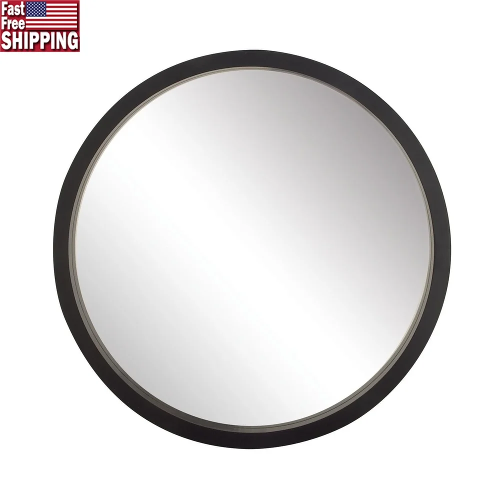 Contemporary Minimalist Black Wall Mirror Durable MDF Glass Round Hanging Mirror Indoor Home Decor Entryway Living Room Accent 
Contemporary Minimalist Black Wall Mirror Durable MDF Glass Round Hanging Mirror Indoor Home Decor Entryway Living Room Accent