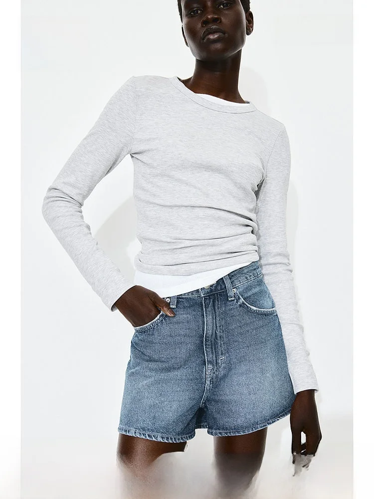 High Waist Cotton Denim Shorts for Women Basic Fashionable Summer HM Ladies Jeans Comfortable Short Pants 1212769
High Waist Cotton Denim Shorts for Women Basic Fashionable Summer HM Ladies Jeans Comfortable Short Pants 1212769