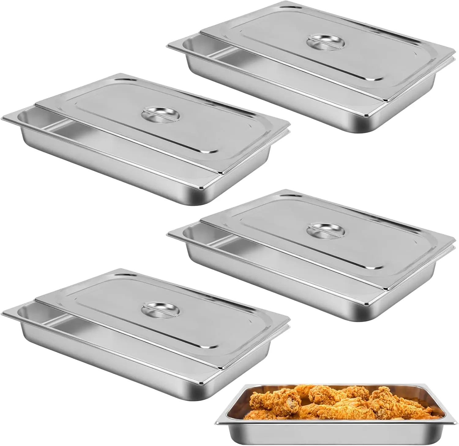 Hotel Pan, Full Size Steam Table Pan 2.5' Deep Stainless Steel With Lid 20.8' L x 13' W Anti-Jam Buffet Commercial (4 Pack)
Hotel Pan, Full Size Steam Table Pan 2.5' Deep Stainless Steel With Lid 20.8' L x 13' W Anti-Jam Buffet Commercial (4 Pack)