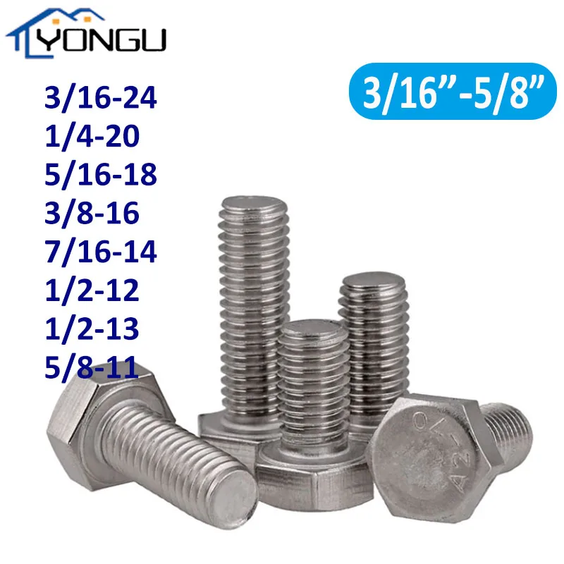 BSW British Standard External Hex Head Bolt 304 Stainless Steel Hexagon Screws With Full Thread 3/16" 1/4" 5/16" 3/8" 7/16" 1/2"
BSW British Standard External Hex Head Bolt 304 Stainless Steel Hexagon Screws With Full Thread 3/16" 1/4" 5/16" 3/8" 7/16" 1/2"