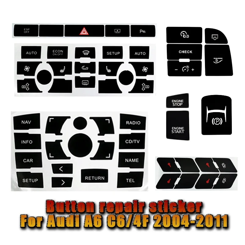 For Audi A6 C6 Button Stickers Interior Replacement Parts 2004 To 2011 Button Repair Decals For Audi A6 4F Climate Control Panel
For Audi A6 C6 Button Stickers Interior Replacement Parts 2004 To 2011 Button Repair Decals For Audi A6 4F Climate Control Panel