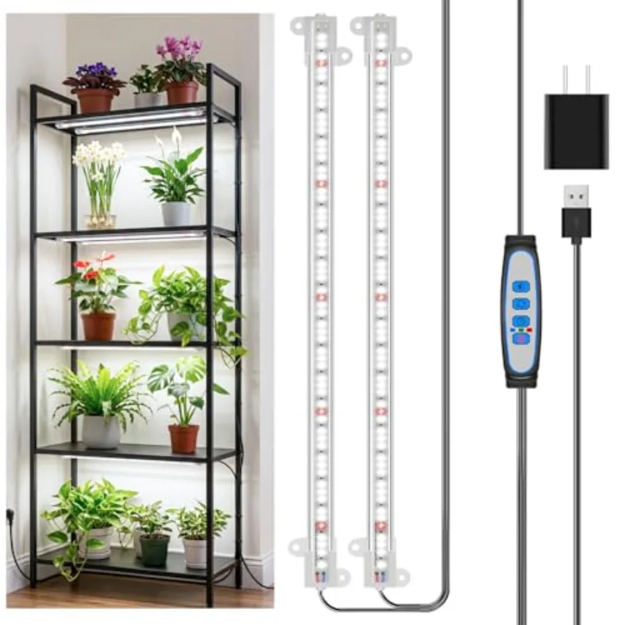 Grow Lights for Indoor Plants Full Spectrum, 120 LEDs Plant Grow Light Strips with Auto ON/Off Timer 6/12/16Hrs, 5 Brightness,
Grow Lights for Indoor Plants Full Spectrum, 120 LEDs Plant Grow Light Strips with Auto ON/Off Timer 6/12/16Hrs, 5 Brightness,