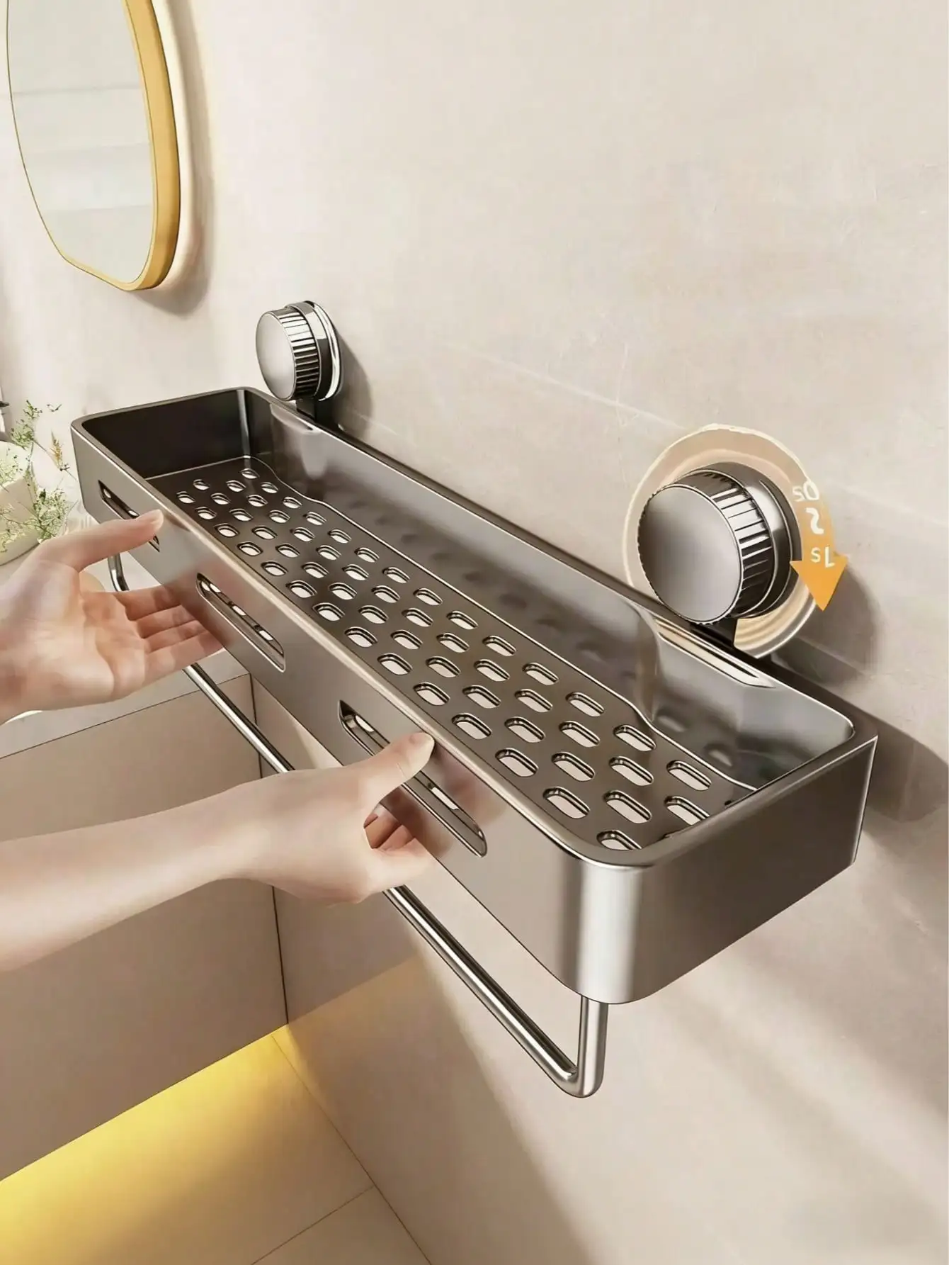 Suction Cup Shower Caddy - Sturdy Rust-Proof Plastic Wall-Mounted Floating Storage Rack, With Strong Adhesive, Saves Bathroom Space, Holds Shampoo, Soap And Toiletries, No Metal Pipes, Easy To Assemble, Bathroom Organizer, Vanity Shelf, Stylish Storage Ra
Suction Cup Shower Caddy - Sturdy Rust-Proof Plastic Wall-Mounted Floating Storage Rack, With Strong Adhesive, Saves Bathroom Space, Holds Shampoo, Soap And Toiletries, No Metal Pipes, Easy To Assemble, Bathroom Organizer, Vanity Shelf, Stylish Storage Ra