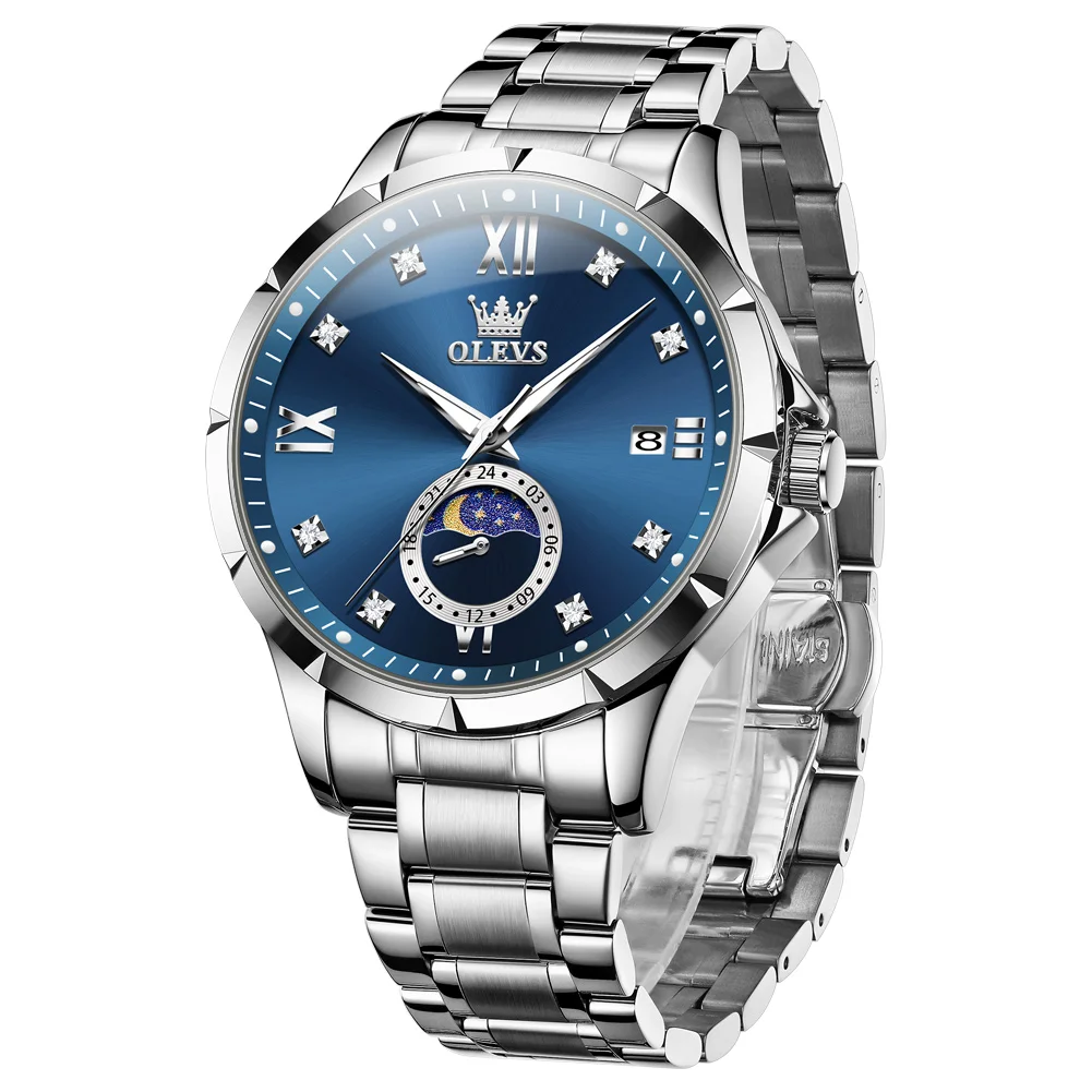 OLEVS Original Design High Quality Stainless Steel Watches for Men Calendar Month Phase Quartz Wristwatch Sports Waterproof
OLEVS Original Design High Quality Stainless Steel Watches for Men Calendar Month Phase Quartz Wristwatch Sports Waterproof