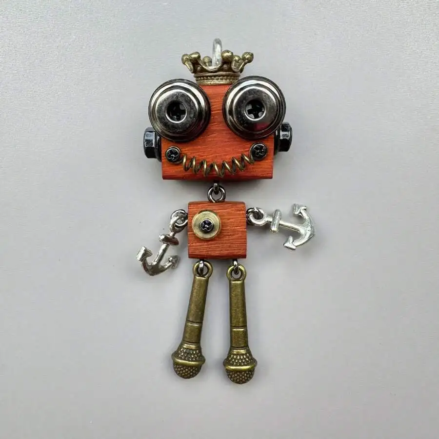 Handmade Punk Robot Keychain Necklace Wooden Pendant For Adults
Handmade Punk Robot Keychain Necklace Wooden Pendant For Adults
