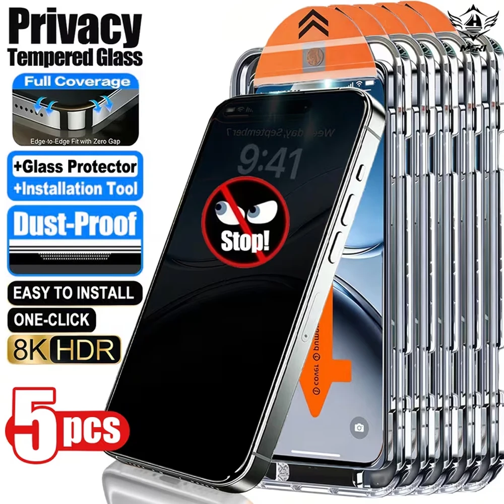 5Pcs Privacy Screen Protectors For iPhone 15 Pro Max 16 Air 17 14 Plus 13 12 16e 11 X XR XS Max 7 8 Tempered Glass Easy Install
5Pcs Privacy Screen Protectors For iPhone 15 Pro Max 16 Air 17 14 Plus 13 12 16e 11 X XR XS Max 7 8 Tempered Glass Easy Install