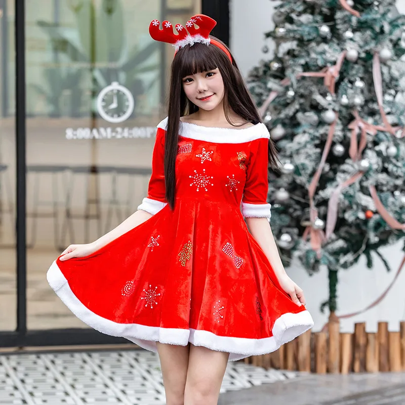 Christmas Party Masquerade Uniform Adult Japanese Style Red Gold Velvet Half Sleeve Dress Santa Claus Cosplay Costume Women
Christmas Party Masquerade Uniform Adult Japanese Style Red Gold Velvet Half Sleeve Dress Santa Claus Cosplay Costume Women