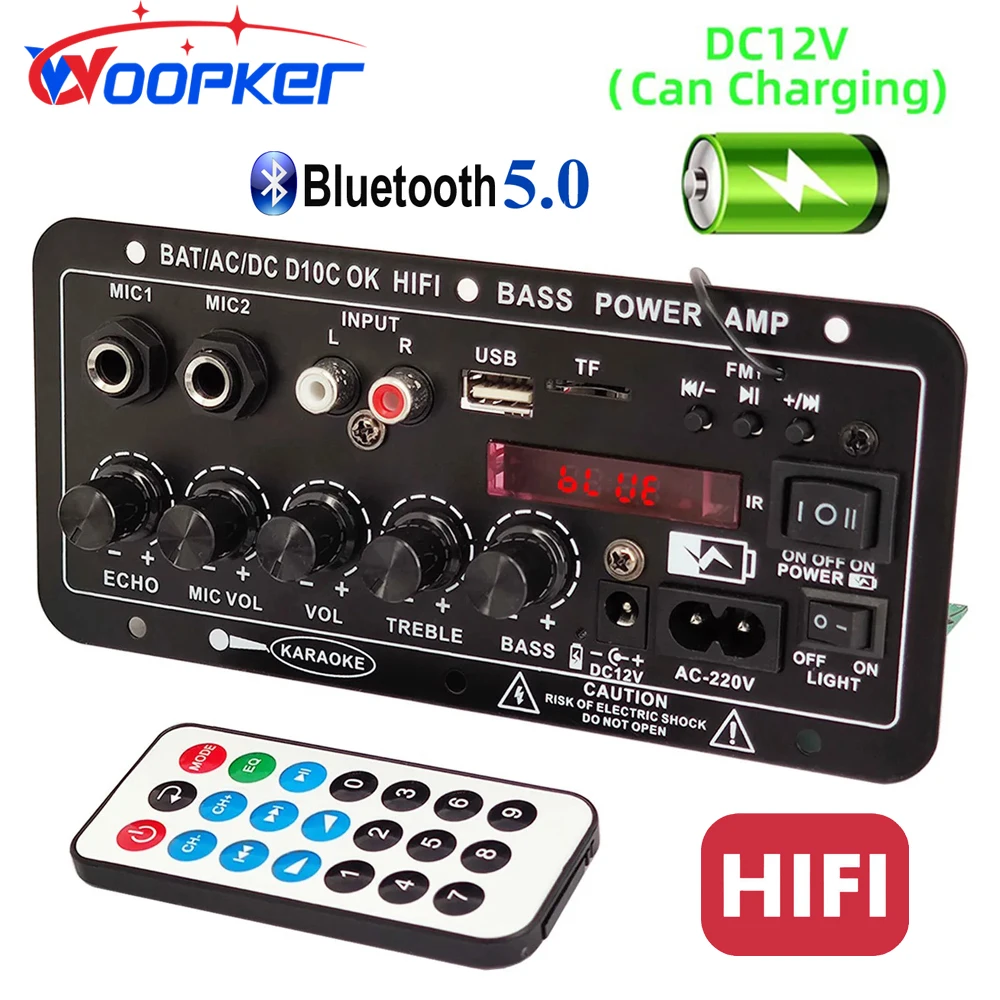 Плата усиления мощности Woopker D10C 30 Вт-120 Вт двойной микрофон BT 5,0 сабвуфер перезаряжаемая батарея модуль усилителя караоке
Плата усиления мощности Woopker D10C 30 Вт-120 Вт двойной микрофон BT 5,0 сабвуфер перезаряжаемая батарея модуль усилителя караоке