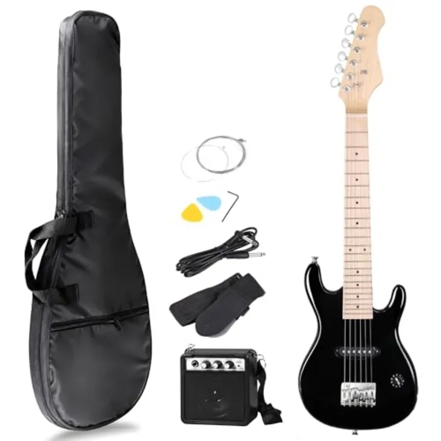 30 Inch Electric Guitar Starter Kit for:Solid Wood Body, Black, Includes 5W Amplifier, Picks, Gig Bag, Strap, Cable Accessories
30 Inch Electric Guitar Starter Kit for:Solid Wood Body, Black, Includes 5W Amplifier, Picks, Gig Bag, Strap, Cable Accessories