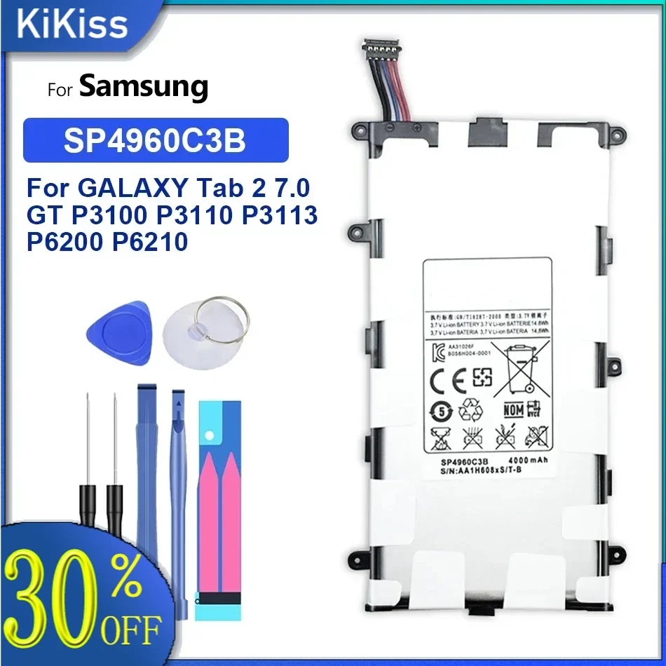 Аккумулятор для планшета SP4960C3B, 4000 мАч, для Samsung Galaxy Tab 2 7,0 Plus, флэш-P3100, P3110, P6200 + Инструменты
Аккумулятор для планшета SP4960C3B, 4000 мАч, для Samsung Galaxy Tab 2 7,0 Plus, флэш-P3100, P3110, P6200 + Инструменты