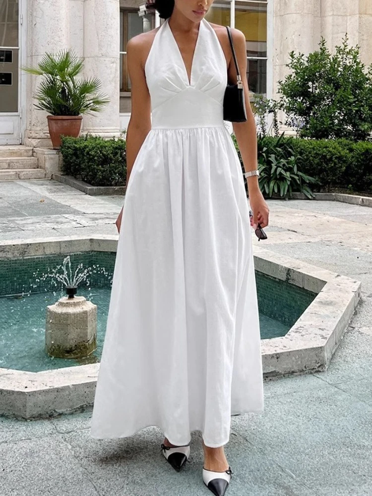 New Women Summer Elegant 100%Cotton Long Dresses Sleeveless Sexy V-Neck Boho Maxi Dress Loose Style Long Dress Vestidos Clothes
New Women Summer Elegant 100%Cotton Long Dresses Sleeveless Sexy V-Neck Boho Maxi Dress Loose Style Long Dress Vestidos Clothes