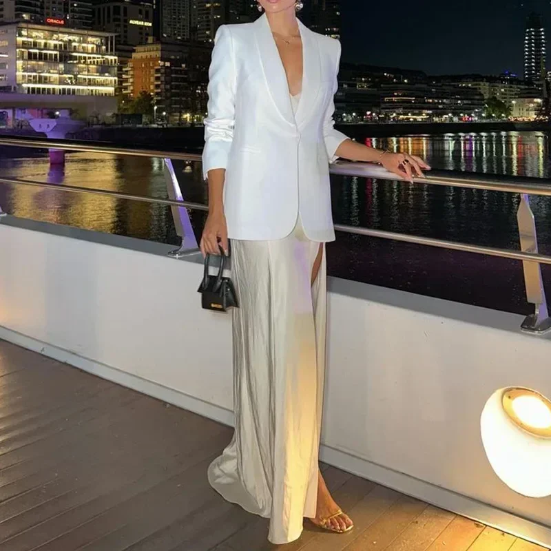Long Sleeve Women White Party Blazer Elegant Single Breasted Office Wear Turn-Down Collar Jacket 2024 Autumn Fasion Blazer Mujer
Long Sleeve Women White Party Blazer Elegant Single Breasted Office Wear Turn-Down Collar Jacket 2024 Autumn Fasion Blazer Mujer