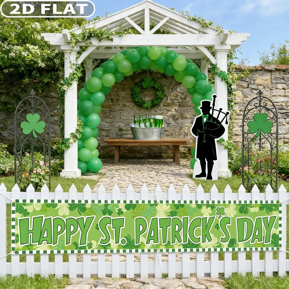 2D FLAT 1pc Happy St. Patrick's Day banner, 19.69x118.11 Inch Polyester Shamrock Clover Sign Irish Party Hanging Supplies Decor
2D FLAT 1pc Happy St. Patrick's Day banner, 19.69x118.11 Inch Polyester Shamrock Clover Sign Irish Party Hanging Supplies Decor